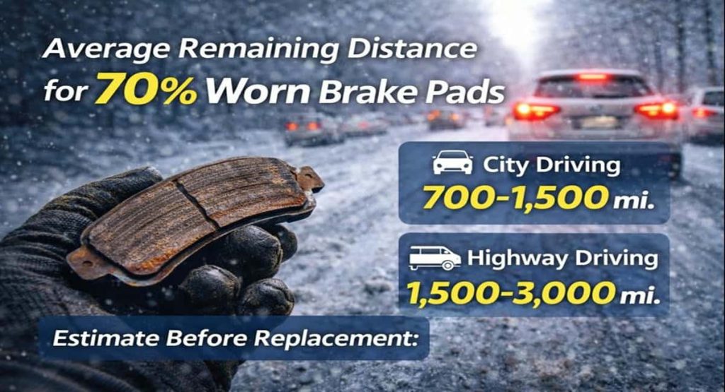Average Remaining Distance for 70% Worn Brake Pads